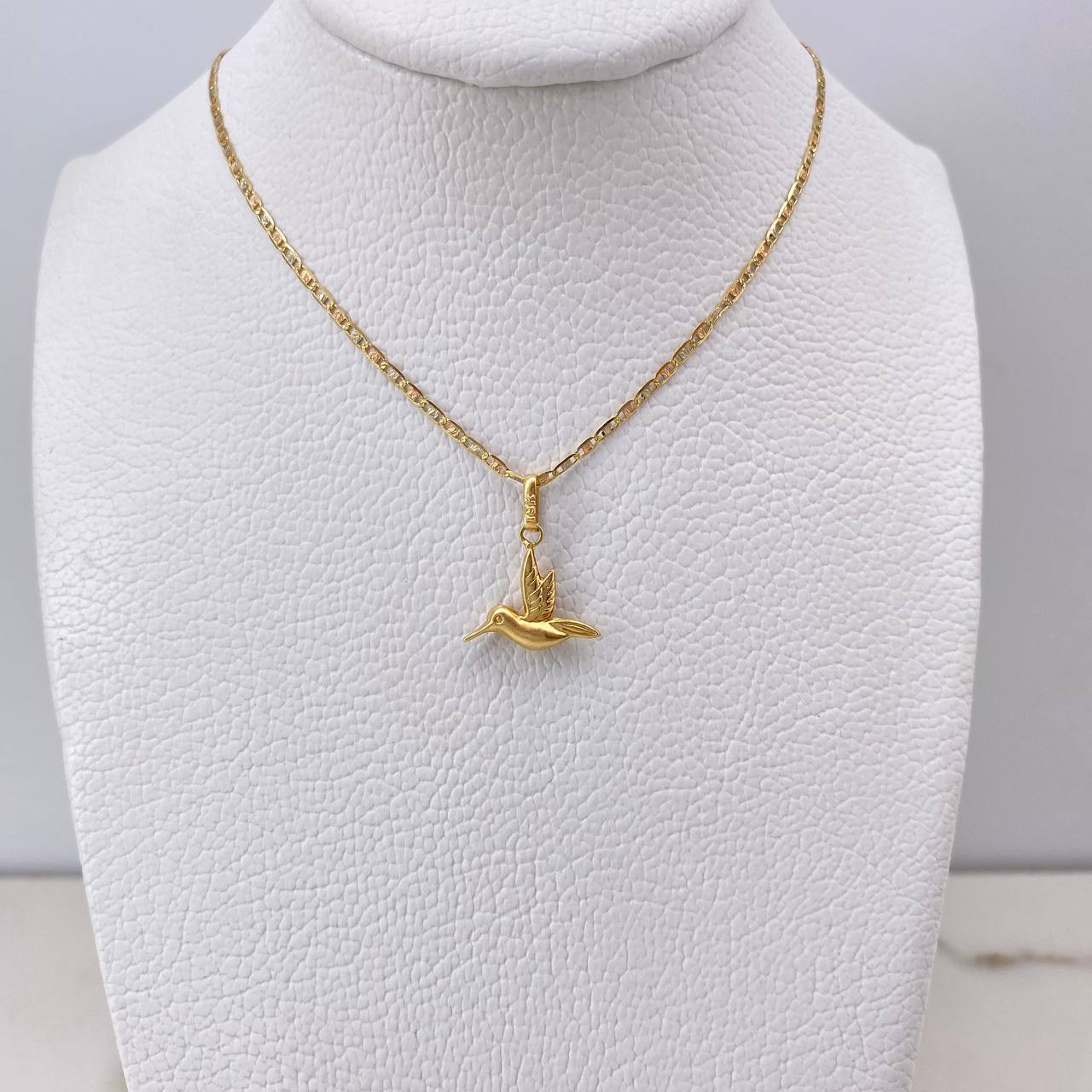 Cadena Escalera Plana 1.65gr 40cm + Dije Colibri Troquelado 0.4gr 1.6cm / Tres Oros (Oferta) &