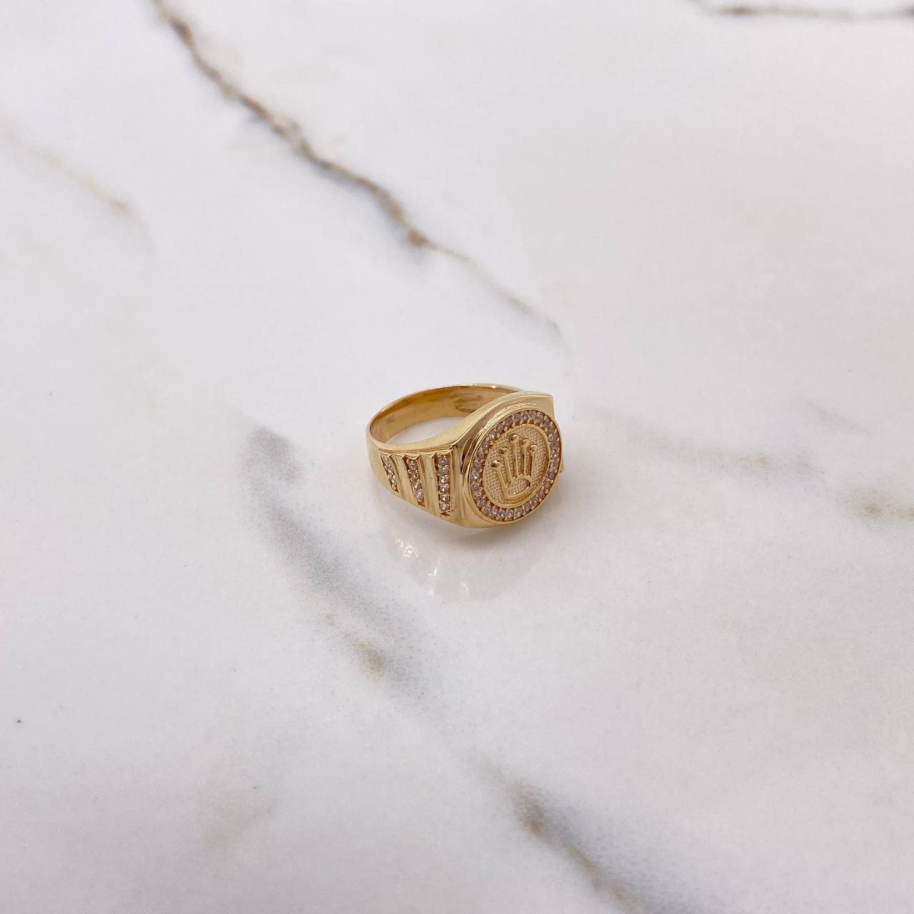 Anillo Corona RX 6.35gr / T6 3/4 / Circones Blancos Oro Amarillo &