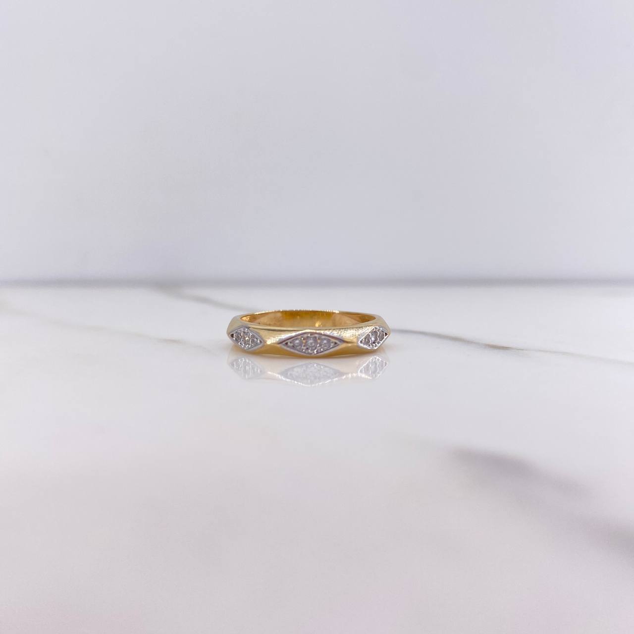 Anillo Argolla Rombos 2.9gr / T7 / Circones Blancos Oro Amarillo &