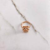 Anillo Oso 3.55gr / T5 1/2 / Circones Blancos Negros Oro Rosa &