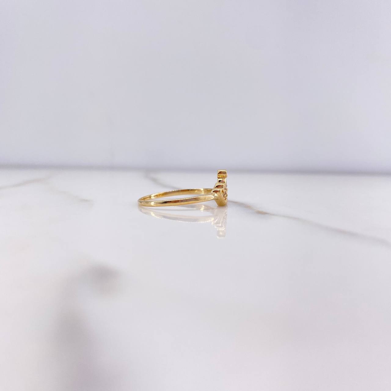 Anillo Corona Real 1.55gr / T6 3/4 / Circones Blancos Oro Amarillo &