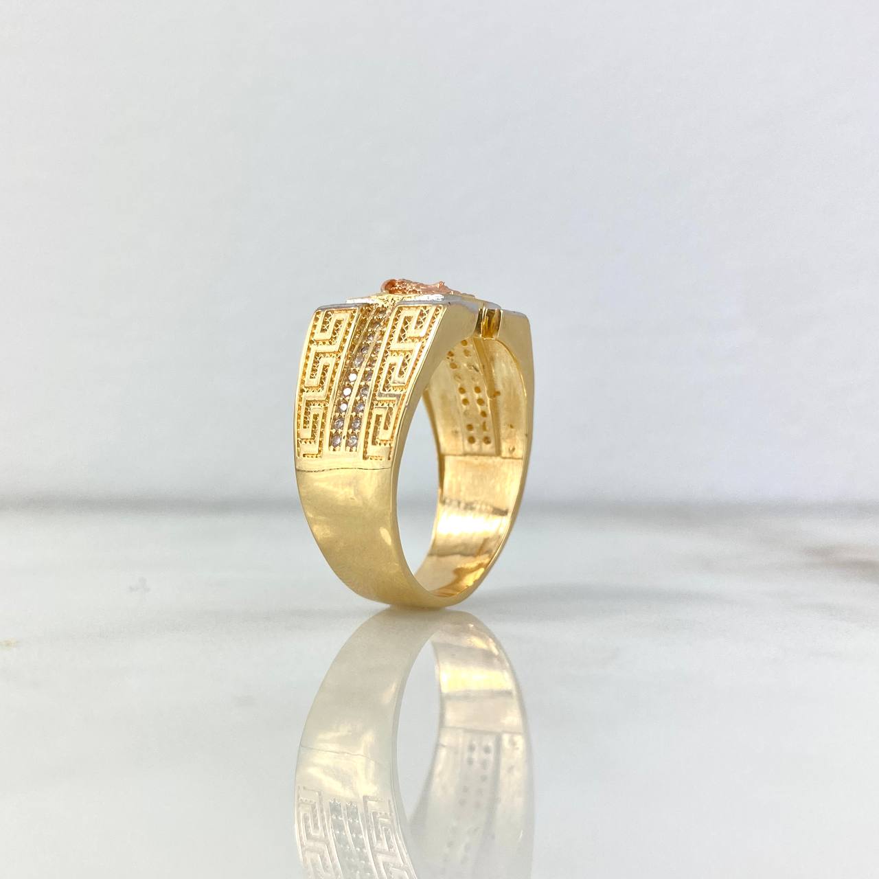 Anillo Medusa Tribal 8.5gr / T9 1/4 / Circones Blancos Tres Oros &