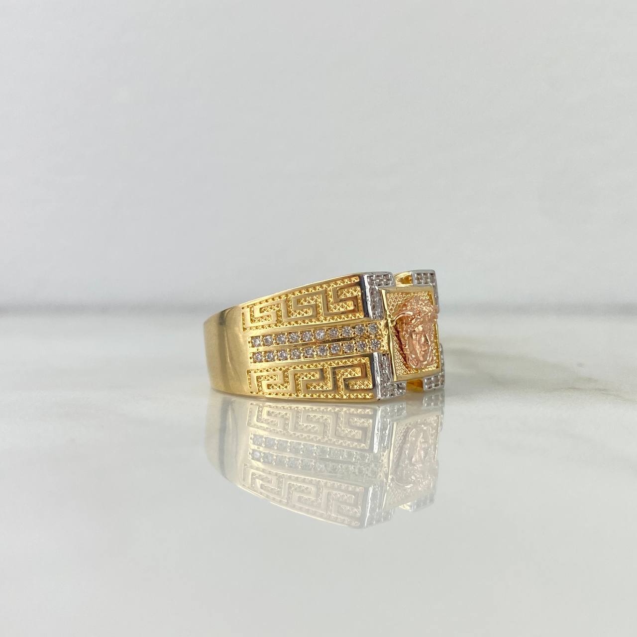 Anillo Medusa Tribal 8.5gr / T9 1/4 / Circones Blancos Tres Oros &