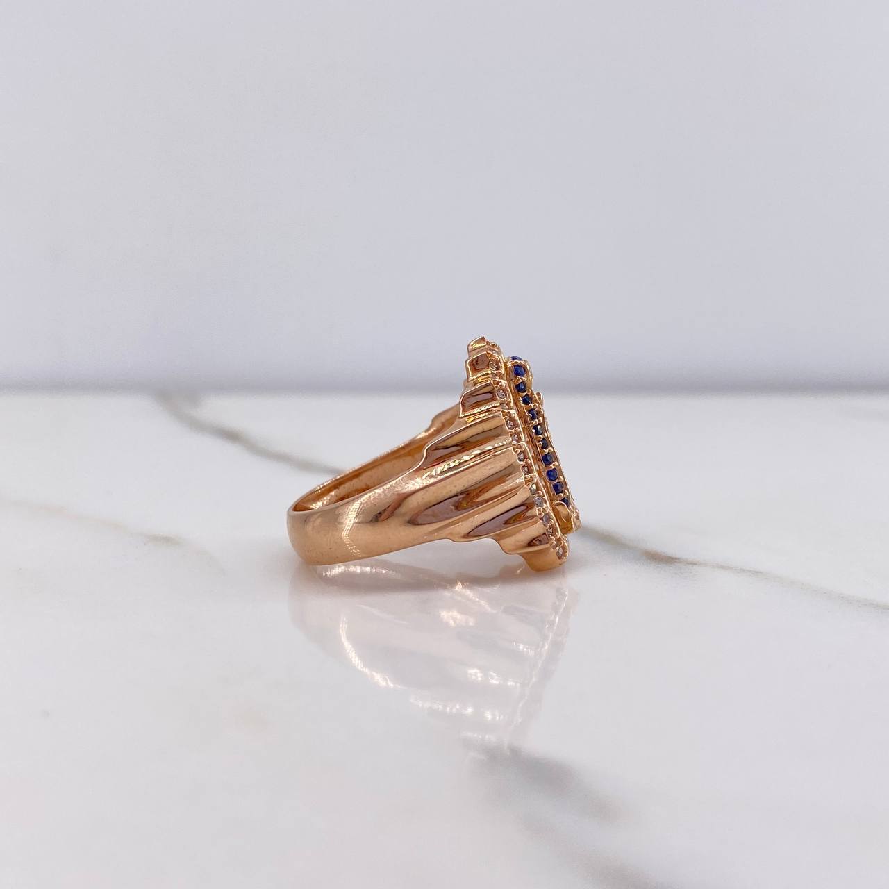 Anillo Virgen Guadalupe 6.95gr / T5 3/4 / Circones Blancos Azules Fucsias Oro Rosa $