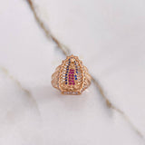 Anillo Virgen Guadalupe 6.95gr / T5 3/4 / Circones Blancos Azules Fucsias Oro Rosa $