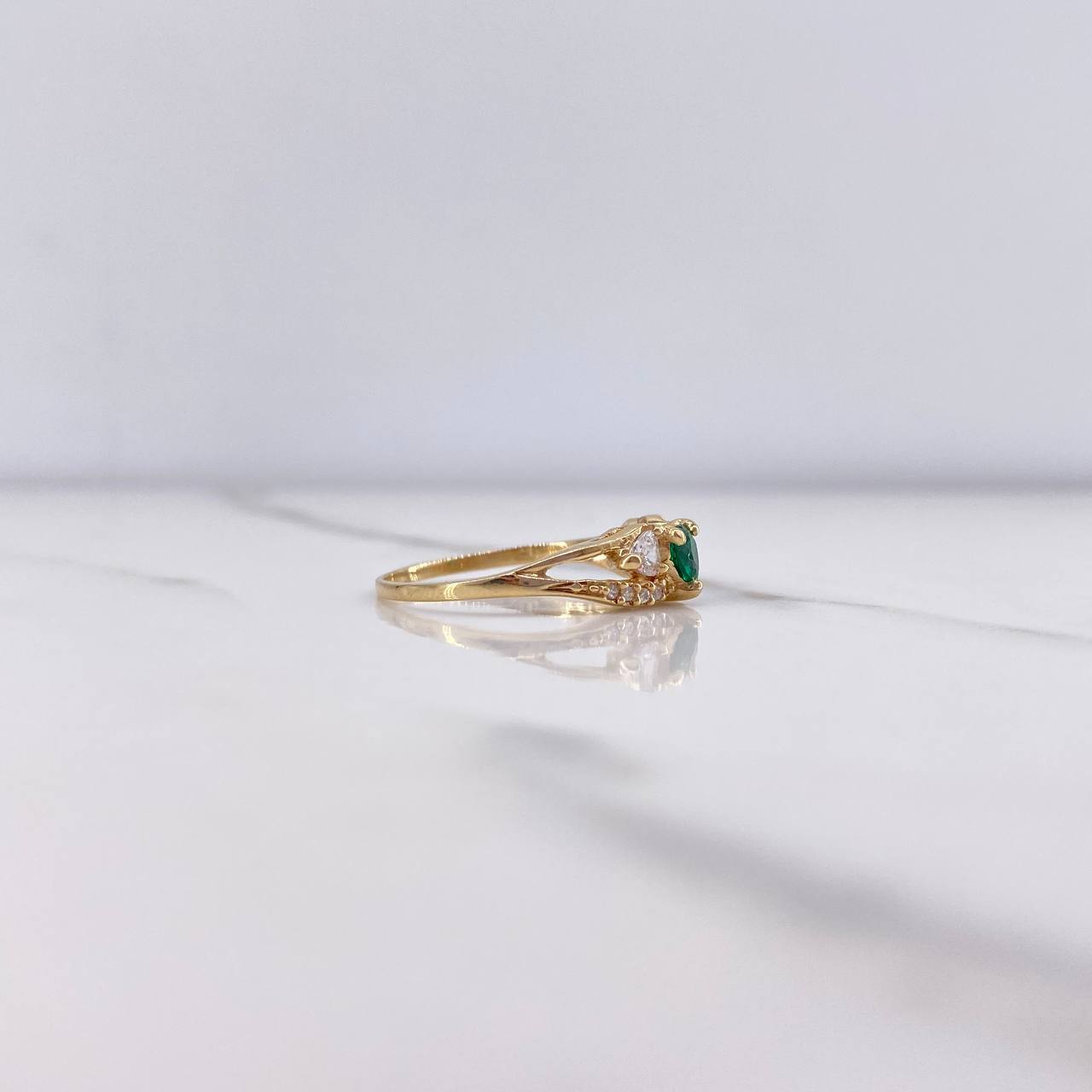 Anillo Corazon Trio 2.2gr / T6 1/2 / Circones Blancos Verde Oro Amarillo &