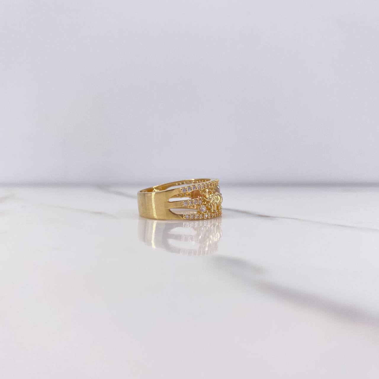 Anillo Tres Elefantes 4.95gr / T7 3/4 / Circones Blancos Tres Oros &