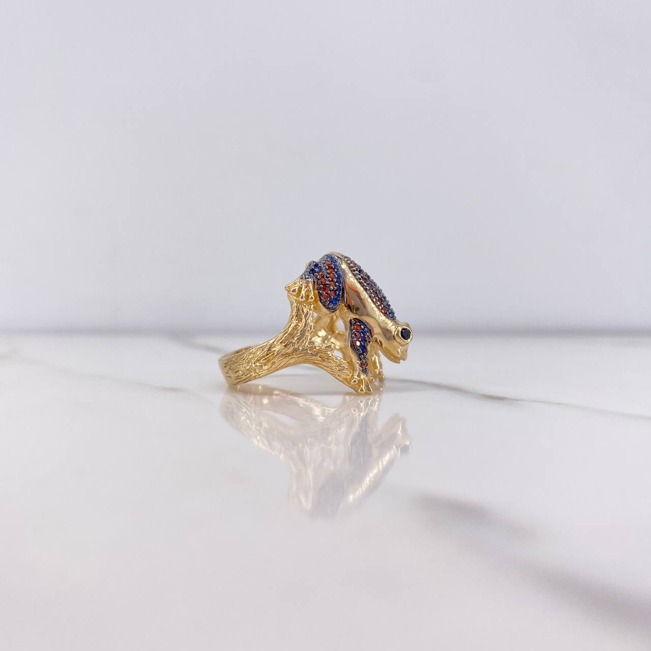 Anillo Rana 8gr / T7 1/2 / Circones Azules Naranjas Negros Oro Amarillo &