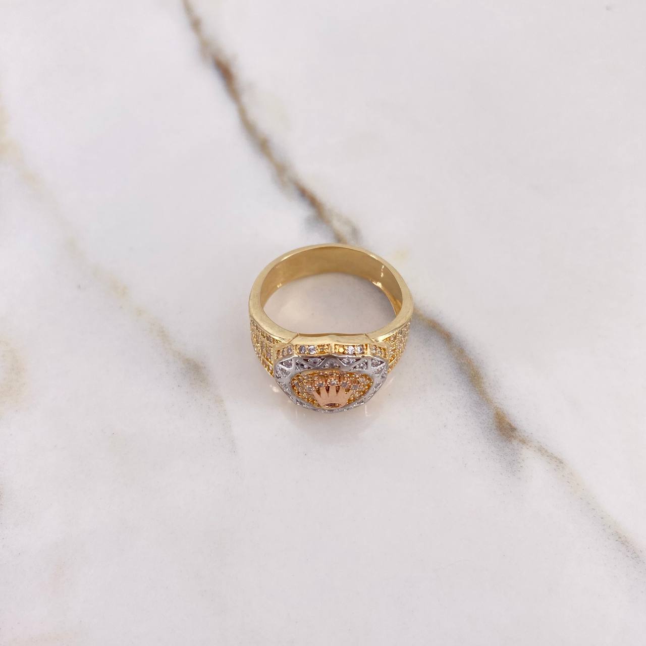 Anillo Corona RX 8.75gr / T9 / Circones Blancos Tres Oros &