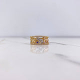 Anillo Tres Elefantes 4.95gr / T7 / Circones Blancos Celeste Morado Rosado Tres Oros &