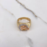 Anillo Herradura Caballo 7.9gr / T8 3/4 / Circones Blancos Tres Oros &