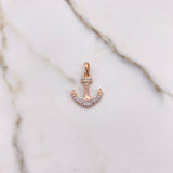 Dije Ancla 1.45gr / 2.3cm / Circones Blancos Dos Oros Blanco Rosa $
