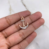 Dije Ancla 1.45gr / 2.3cm / Circones Blancos Dos Oros Blanco Rosa $