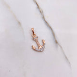 Dije Ancla 1.45gr / 2.3cm / Circones Blancos Dos Oros Blanco Rosa $