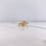Anillo Solitario Flor 1.3gr / T6 / Circones Blancos Oro Amarillo $