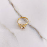 Anillo Solitario Flor 1.3gr / T6 / Circones Blancos Oro Amarillo $