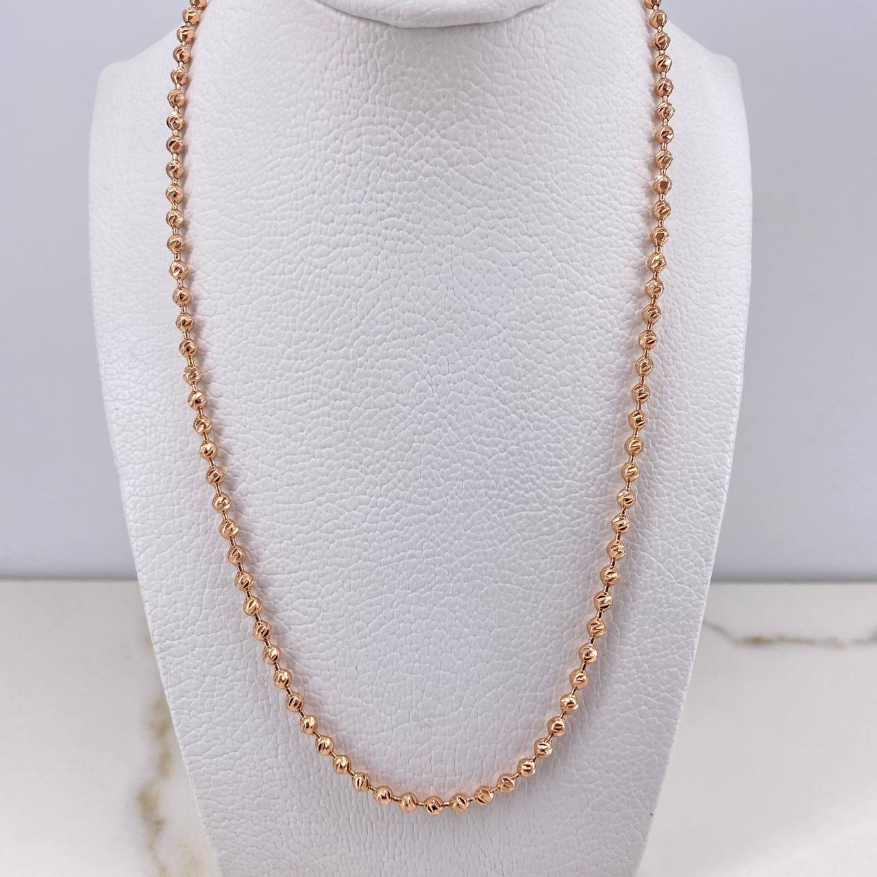 Cadena Militar 21.85gr / 70cm / 3mm Diamantada Oro Rosa $