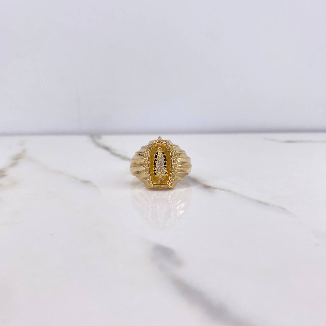 Anillo Virgen Guadalupe 8gr / T10 1/4 / Circones Negros Blancos Oro Amarillo $