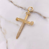 Dije Cruz Clavos 6gr / 5.3cm / Circones Blancos Oro Amarillo $