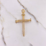 Dije Cruz Clavos 6gr / 5.3cm / Circones Blancos Oro Amarillo $