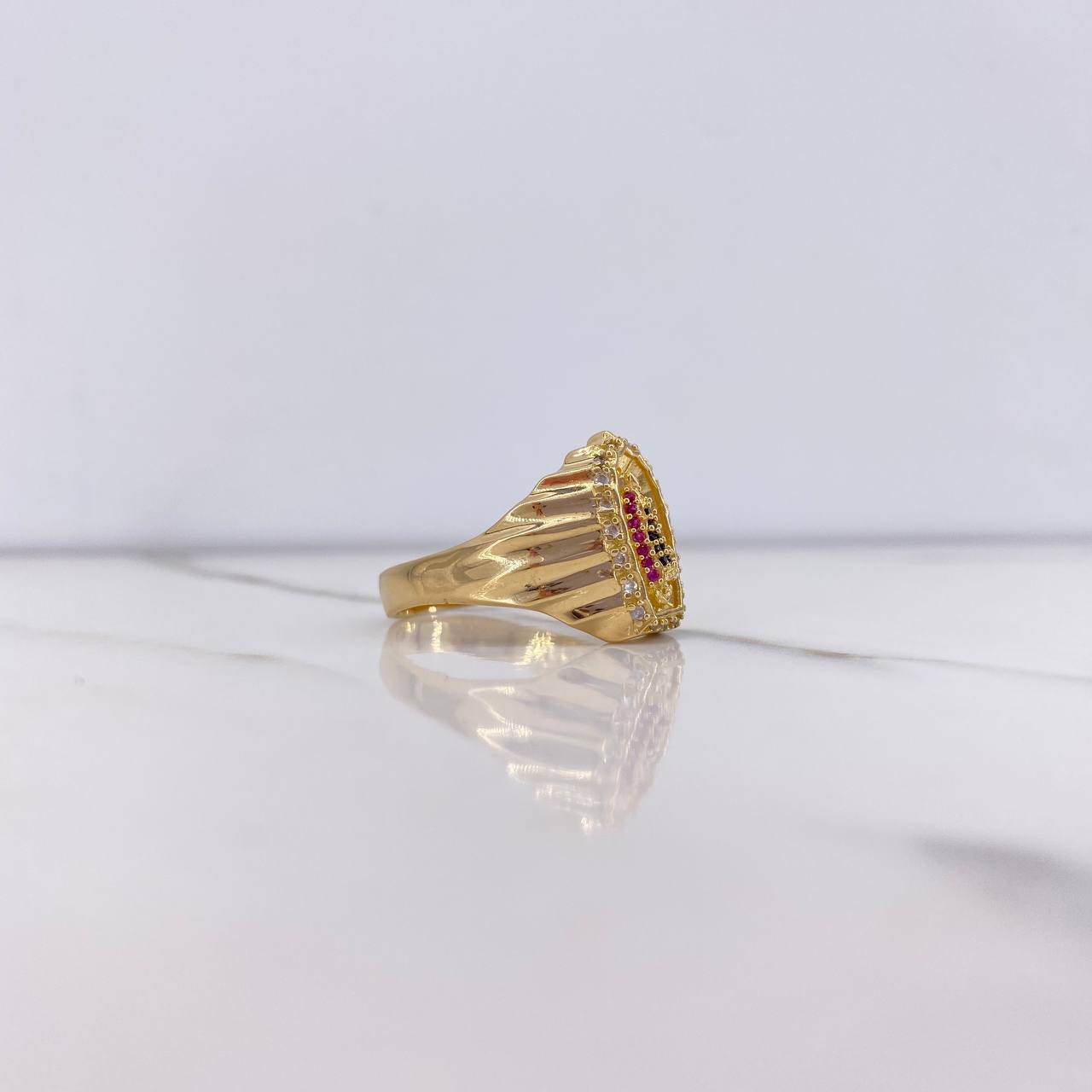 Anillo Virgen Guadalupe 8.55gr / T10 / Circones Negros Fucsias Blancos Oro Amarillo $