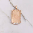 Dije Placa Rectangular 15.9gr / 5cm / Circones Blancos Oro Rosa