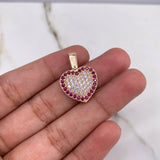 Dije Corazon 3.55gr / 2.2cm / Circones Fucsias Blancos Oro Rosa $