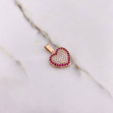 Dije Corazon 3.55gr / 2.2cm / Circones Fucsias Blancos Oro Rosa $
