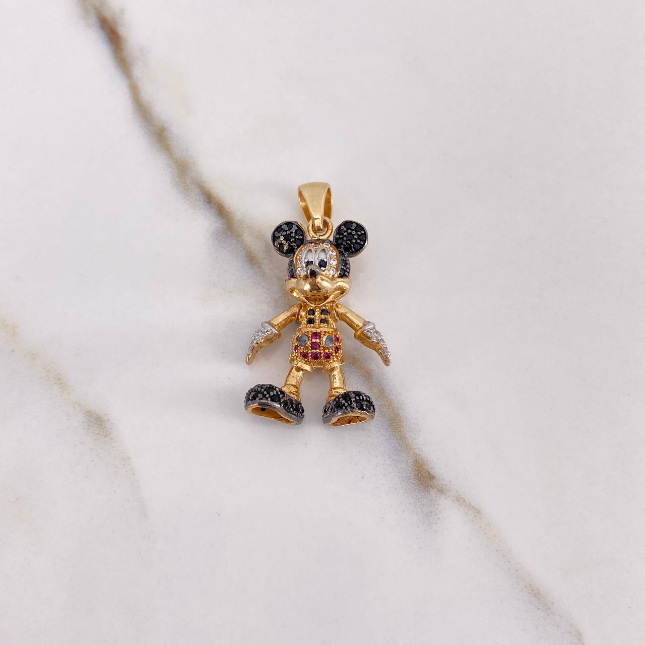 Dije Raton Articulado 6.95gr / 3.2cm / Circones Negros Blancos Fucsias Dos Oros Amarillo Blanco (Oferta) $