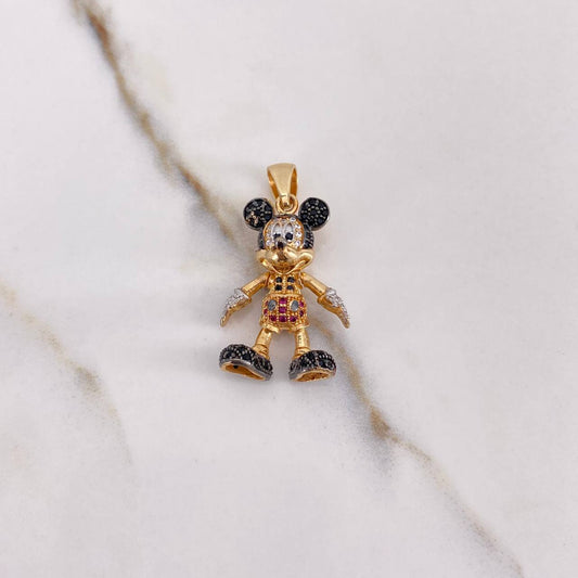 Dije Raton Articulado 6.95gr / 3.2cm / Circones Negros Blancos Fucsias Dos Oros Amarillo Blanco (Oferta) $