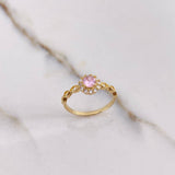 Anillo Solitario Halo 1.95gr / T6 1/2 / Circular Circones Rosado Blancos Oro Amarillo $