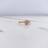 Anillo Solitario Halo 1.95gr / T6 1/2 / Circular Circones Rosado Blancos Oro Amarillo $