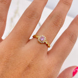 Anillo Solitario Halo 1.95gr / T6 1/2 / Circular Circones Rosado Blancos Oro Amarillo $