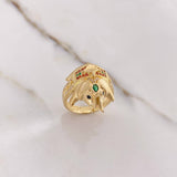 Anillo Elefante 7.35gr / T7 3/4 / Circones Verdes Blancos Naranjas Oro Amarillo $