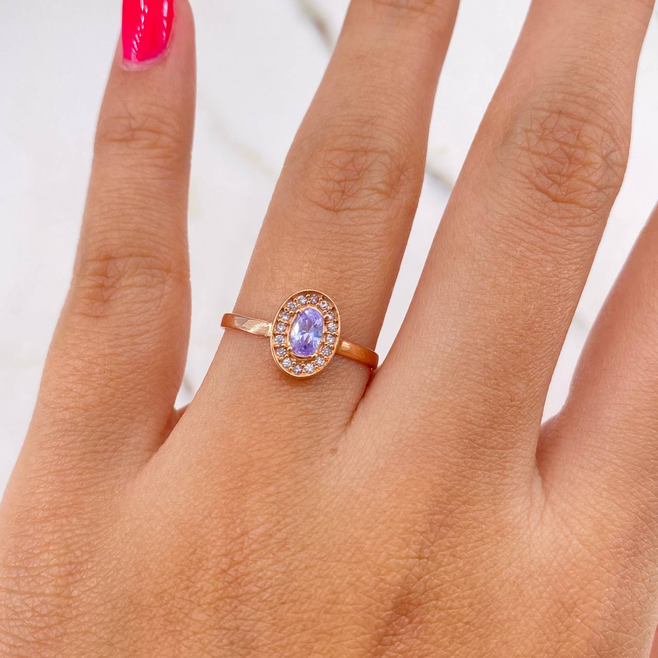 Anillo Halo 1.5gr / T6 / Circones Lila Blancos Oro Rosa $