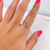 Anillo Gota 1.45gr / T7 3/4 / Lineas Invertidas Circones Ambar Blancos Oro Rosa $