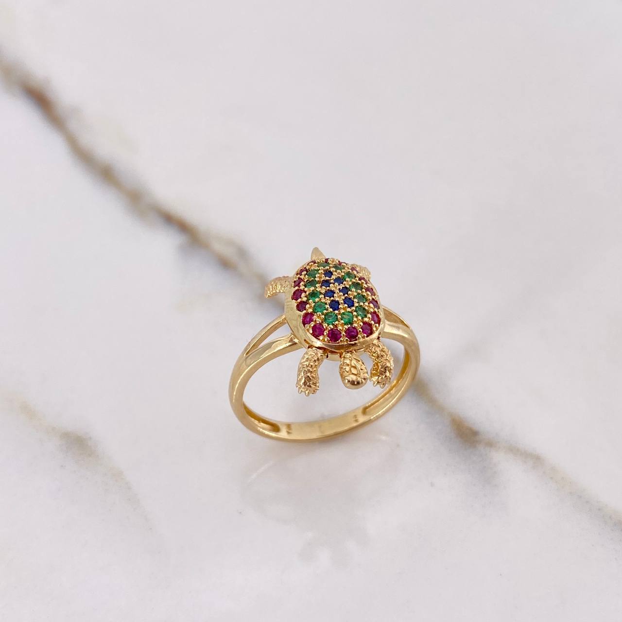 Anillo Tortuga 4.2gr / T7 1/4 / Circones Fucsias Verdes Azules Oro Amarillo $