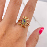 Anillo Tortuga 4.2gr / T7 1/4 / Circones Fucsias Verdes Azules Oro Amarillo $