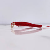 Pulsera Roja Herraje Silueta Corazon 0.5gr / 1.7cm / Liso Oro Rosa $