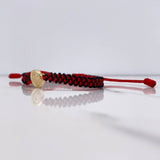 Pulsera Roja Negro Herraje Letra P 0.55gr / 1.5cm / Troquelado Oro Amarillo $