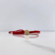 Pulsera Roja Herraje Letra F 0.55gr / 1cm / Tambor Oro Amarillo $