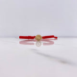 Pulsera Roja Herraje Letra O 0.55gr / 1.5cm / Troquelado Oro Amarillo $