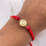 Pulsera Roja Herraje Letra O 0.55gr / 1.5cm / 5mm Troquelado Bolas Neoprenos Rojo Oro Amarillo $