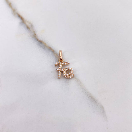 Dije Fe 0.9gr / 1.6cm / Circones Blancos Oro Rosa $