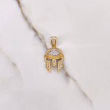 Dije Casco Espartano 3.6gr / 3cm / Circones Blancos Dos Oros Amarillo Blanco $