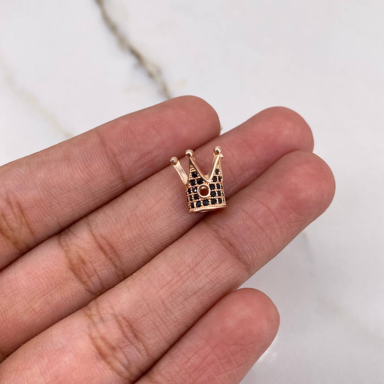 Herraje Corona 1.25gr / 1cm / Circones Negros Oro Rosa $