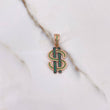 Dije Signo Dólar 3.3gr / 3cm / Circones Verdes Oro Rosa $