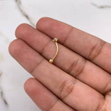 Piercing Ombligo 0.35gr / 1.4cm / Circon Blanco Bola Lisa Oro Amarillo (Joya)