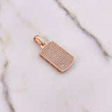 Dije Placa 4.15gr / 3cm / Circones Blancos Oro Rosa $