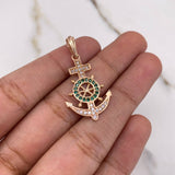Dije Ancla Timon 2.4gr / 3.5cm / Circones Verdes Blancos Oro Rosa $